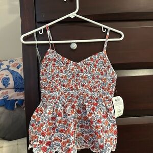 No Boundaries Floral Smocked Top - Red and Blue